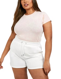 Conjunto Casual de Dos Piezas para Mujer, Top Corto y Pantalones Cortos de Felpa, 100% Algodón, Ecológico, de Secado Rápido, Nuevo - Product Image 1