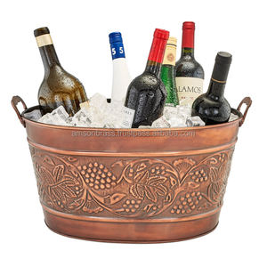 Modern Flower Embossed High Quality Metal Wine <b>Tub</b> with Stand Decorative <b>Ice</b> <b>Bucket</b> Metal Iron <b>Beverage</b> <b>Tub</b> with Stand - Product Image 2