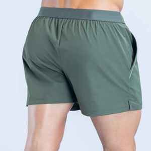 Pantalones Cortos Deportivos de Secado Rápido para Hombre, Color Verde Oliva, con Bolsillos, Cintura Elástica, Tejido Casual - Product Image 3