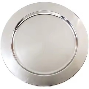 Assiette de Présentation Ronde en Acier Inoxydable de Luxe pour Mariages, Fêtes, Hôtels, Restaurants et Décoration de Table - Product Image 1