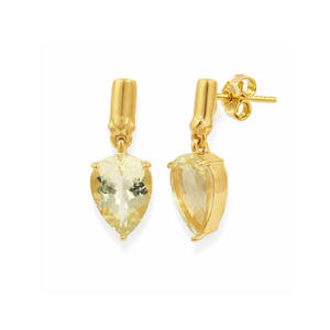 Pendientes de Plata de Ley 925 con Aguamarina Amarilla en Corte Pera, Diseño Vintage, Chapados en Oro y Rodio, Regalo para Fiestas, Joyería de Moda - Product Image 1