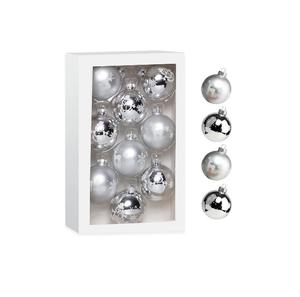 Juego de Adornos Navideños Plateados para Árbol de Navidad, Bolas Transparentes Decorativas Colgantes con Delicadas Decoraciones Rellenas - Product Image 1