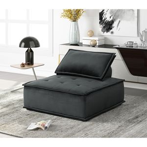 Chaise longue sans accoudoirs en velours noir Anna de 40 po - Product Image 1