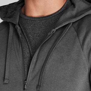 Sweat-shirt à capuche zippé gris foncé pour homme, couleur unie, coupe décontractée, en coton tricoté molletonné, idéal pour l'automne - Product Image 6