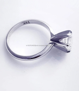 Bague de fiançailles en or 14 carats de style vintage Bijoux de mariage vintage de luxe Pierre de perles de diamant blanc cultivé en laboratoire pour les fêtes de cadeaux - Product Image 1