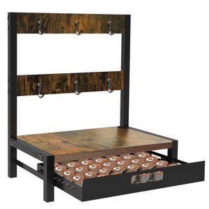 Support à capsules de café vintage en bois avec tiroir et porte-tasses, organisateur d'accessoires pour bar à café, support à tasses à café en promotion - Product Image 1