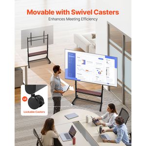 Supporto TV Regolabile in Altezza con Ruote per Schermi da 55-100 Pollici, Carrello Mobile con Vassoio Porta Monitor, Capacità 205 Libbre di [Nome del Marchio] - Product Image 3