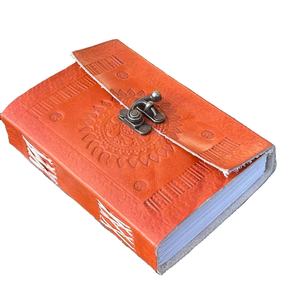 Journal en cuir artisanal de luxe en terre cuite, couverture en cuir de chèvre ou de mouton gravée à la main, papier en coton recyclé pur imprimé en gravure - Product Image 1