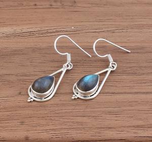 Boucles d'oreilles pendantes en zircon naturel en gros, en argent sterling 925, faites à la main, avec pierres précieuses, bijoux de luxe unisexes pour fêtes - Product Image 6