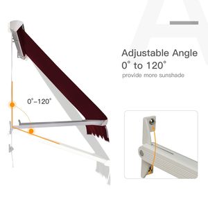 Toldo Retráctil Manual de 6 Pies con Diseño de Brazo Abatible, Extensible, de Aluminio, Color Rojo Vino, para Patios y Terrazas - Product Image 5