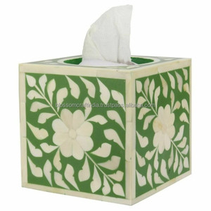 Boîte à mouchoirs élégante en bois avec incrustations en os, support décoratif fait main, accent de luxe pour la maison, le bureau ou la chambre d'hôtel - Product Image 5