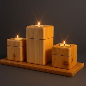 Porte-bougie en bois conique au style unique, finition naturelle, décoration d'intérieur, base ronde, design élégant, support à bougie - Product Image 6