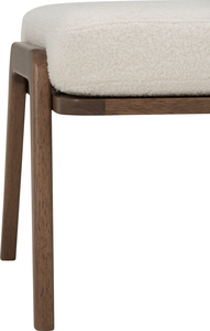 Premium White Ottoman <b>Stools</b> in Fabric Upholstery with Footrest for Living Room and Apartments - Product Image 2