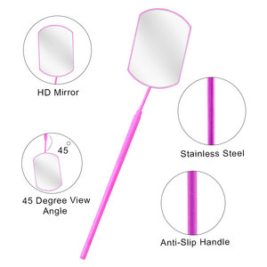 Miroir carré rose simple face pour extensions de cils, miroir à cils avec poignée, service OEM, Bahasa Pro - Product Image 4