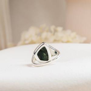 Anillo llamativo de ágata musgosa natural, plata de ley 925, anillo de cóctel vintage, joyería hecha a mano, regalo para mujer - Product Image 2