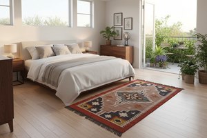 Alfombra Kilim de Yute y Lana Hecha a Mano - Patrón Geométrico, Lavable, Ecológica, Color Personalizable, para Picnic y Uso Doméstico - Product Image 2