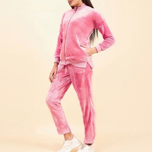 Ensemble de survêtement en velours doux pour femme, deux pièces, automne, avec sweat à capuche court et pantalon de jogging, confortable - Product Image 2