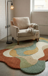 Alfombra Moderna Geométrica Verde Hecha a Mano, Antideslizante, de Lana Orgánica, para Sala de Estar, Dormitorio, Decoración del Hogar - Product Image 4