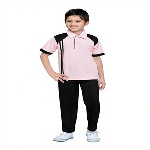 Custom Design Boys Solid Polo T-Shirt and Pants Set Polyester Short Sleeve Sports Uniform with SMART FABRIC for School - Product Image 3