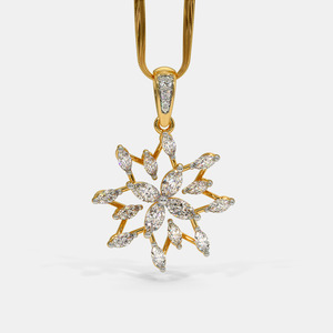 Collar con Colgante de Diamante Cultivado en Laboratorio con Diseño Floral de Estrella en Oro Amarillo - Product Image 1