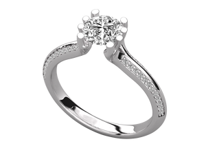 Anillo de Diamante Cultivado en Laboratorio de 1 Quilate, Corte Redondo, con Piedras Laterales Redondas, Oro Sólido de 14K, Joyería Nupcial Elegante y Fina - Product Image 2