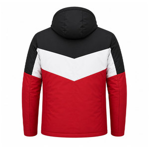 Custom Men's Hooded Puffer <b>Jacket</b> <b>Waterproof</b> Windproof Winter <b>Warm</b> Color Block Quilted Outdoor Casual Coat with Zipper Pockets - Product Image 3