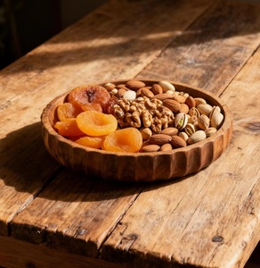 Bandeja de Servir Portátil de Madera de Mango Tallada a Mano, Ecológica, con Acabado Pulido y Borde Rústico Tallado, Plato para Aperitivos - Product Image 1