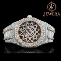 Reloj de Pulsera de Alta Gama de Acero Inoxidable Plateado con Cristal Analógico, Diamantes Mossinate, Movimiento Mecánico, Disponible para Uso Formal y Casual