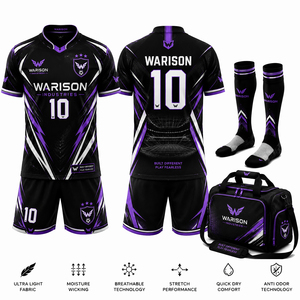 High Quality Unisex Football Uniform Set Soccer Jersey Short Socks And Bag Pack Football Training Kit - Product Image 2
