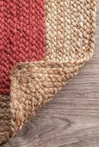 Alfombra Tejida a Mano de Yute Rojo y Natural, Color Sólido, Moderna, Ecológica, Duradera, de Pelo Medio, para Sala de Estar y Decoración del Hogar - Product Image 4