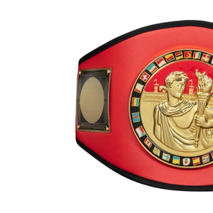Ceinture de championnat rouge personnalisée avec emblème doré, ceinture de lutte édition collector, titre sportif de haute qualité - Product Image 4