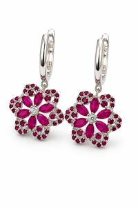 Pendientes de rubí y diamante en plata de ley 92.5 KLST-31074 - Product Image 3