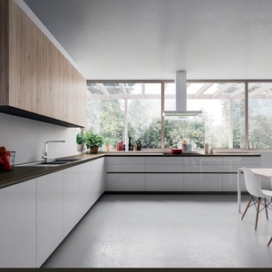 Cuisine suspendue moderne JY Project sur mesure, sans cadre, en panneaux MDF et mélaminés, ensemble complet multifonctionnel et facile à assembler - Product Image 2