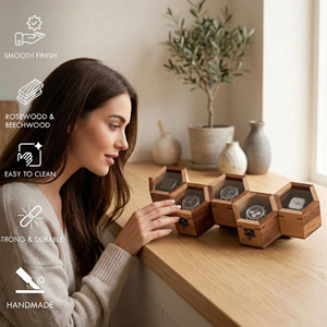 Caja de Almacenamiento para Relojes de Bambú, Caja de Madera para Coleccionistas de Relojes con Diseño con Cerradura de AYAANS - Product Image 4