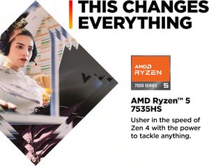 Ordinateur portable de jeu H/ P Vic Tus 15,6 pouces FHD 144 Hz AMD Ryzen 5-7535HS avec SSD RX 6550M (RTX 2050), clavier rétroéclairé, Windows 11 - Product Image 2