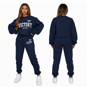 Conjunto Deportivo Informal de 2 Piezas para Mujer, Sudadera Holgada y Pantalones Deportivos, Estilo Brooklyn, Color Gris - Product Image 4