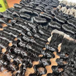 Trama de costura de pelo vietnamita peruano suelto ondulado profundo, rizado de huevo crudo vietnamita precio al por mayor - Product Image 1