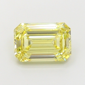 Stunning Certified Loose Gemstone Sparkling Stone for High Jewelry Designs <b>Emerald</b> Cut Fancy Vivid Yellow CVD Lab Grown Diamond - Product Image 1