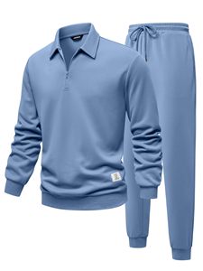 Suéter con Capucha y Cierre de Cremallera de un Cuarto para Hombre JMIERR, Azul Marino, Corte Regular, Tejido de Punto, Color Sólido, Ropa Casual de Invierno, 100% Algodón - Product Image 4