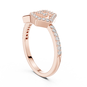 Bague en or rose massif 18 carats avec diamant de laboratoire taille brillant en spirale hexagonale et pierres latérales, pour femme, idéale pour mariage, fiançailles, soirée, ou comme cadeau glamour - Product Image 4
