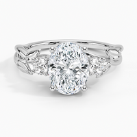 Bague SOJ 028 en argent 925, coupe ovale, motif soufflet de saule, trois pierres, diamant 2 carats couleur D VVS1, moissanite certifiée GRA, prix bas