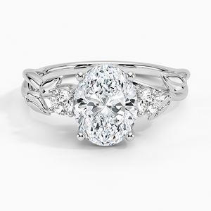 Bague SOJ 028 en argent 925, coupe ovale, motif soufflet de saule, trois pierres, diamant 2 carats couleur D VVS1, moissanite certifiée GRA, prix bas - Product Image 1