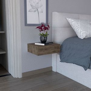 Comodino Sospeso Milano Marrone Scuro con Cassetto, Tavolino da Parete/Tavolino Laterale per Camera da Letto - Product Image 1