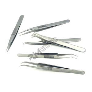 Pinzas Profesionales RMI de Acero Inoxidable con Punta Fina Curva y Recta para Extensión de Pestañas, Pinzas para Volumen - Product Image 2