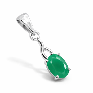 จี้เงินแท้ชุบโรเดียมทรงรีประดับออนิกซ์สีเขียว ดีไซน์ทันสมัย ขายส่ง งานแฮนด์เมด สไตล์มินิมอล ของขวัญสำหรับเธอ เครื่องประดับประจำเดือนมกราคม - Product Image 2
