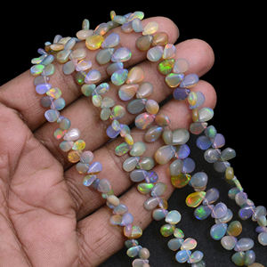 Cuentas de Ópalo Etíope Natural Multicolor Hechas a Mano al por Mayor, Forma de Pera/Rondelle, Lisas, para la Elaboración de Collares y Pulseras - Product Image 2