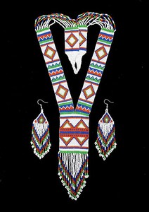 Gran oferta, collar tradicional, hecho a mano con cuentas, collar largo, collar ucraniano con borlas, con pendientes - Product Image 4