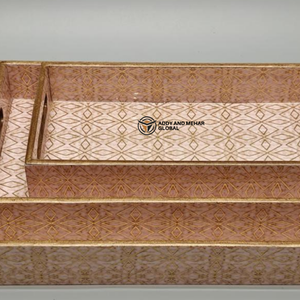 Pink Geometric Enamel Serving Tray Set of 3 – Modern Luxury Food-Safe MDF & <b>Paper</b> Nesting Trays for <b>Kitchen</b> Dining & Home Decor - Product Image 5