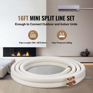 Set di tubi in rame per HVAC da 16 piedi, da 3/8" a 5/8" D.E., isolamento a triplo strato per AC/Riscaldamento PU - Product Image 2