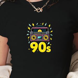 T-shirt court de mode femme boombox rétro des années 90 - Product Image 1